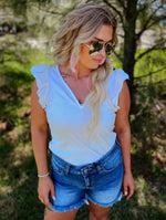 Make You Happy White Flutter Sleeve Top
