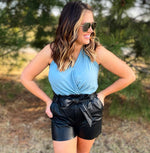 I'm In Charge Black Vegan Leather Shorts