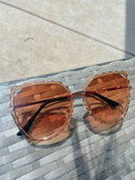 Scalloped Framed Brown Sunglasses