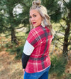 Brushed Hacci Plaid Charcoal/Red Top